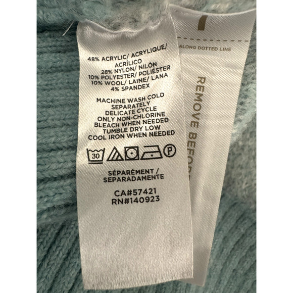 Loft Sweater L Light-Blue Gray Snowflakes Pullover Quart Zip Mock Neck Knit NWT - Picture 11 of 13